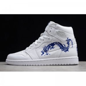 2019 Air Jordan 1 High OG "Dragon" White/Blue 555088-100 For Sal