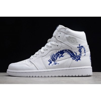 2019 Air Jordan 1 High OG "Dragon" White/Blue 555088-100 For Sal