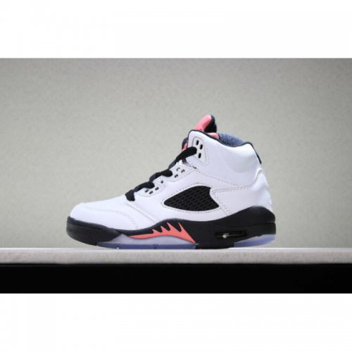 Kid's Air Jordan 5 Retro White/Sunblush-Black Basketball Shoes