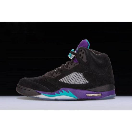 New Air Jordan 5 Retro "Black Grape" Black/New Emerald-Grape Ice - Click Image to Close