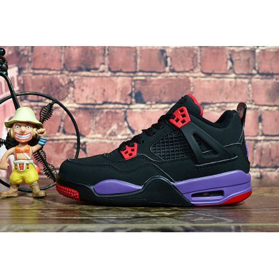 Kid's Air Jordan 4 "Raptors" Black/University Red-Court Purple F