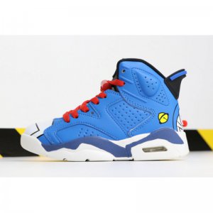 Kid's Air Jordan 6 "Doraemon" Blue/White-Black-Red For Sale