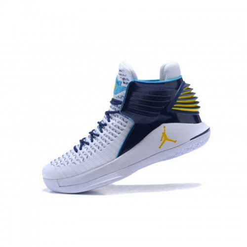 New Air Jordan 32 White/Navy-Gold Men's Basketball Shoes