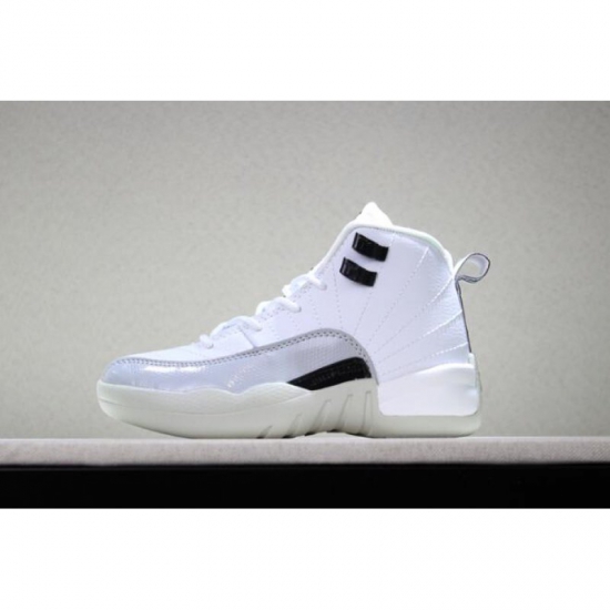 Kid's Air Jordan 12 "Barons" White/Black-Wolf Grey - Click Image to Close