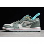 2019 Air Jordan 1 Low "Military Green" White/Hyper Crimson-Light