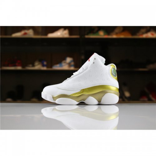 Kid's Air Jordan 13 DMP White/Metallic Gold-Varsity Red For Sale