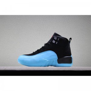 Kid's Air Jordan 12 "Gamma Blue" Black/Gamma Blue-Gym Red