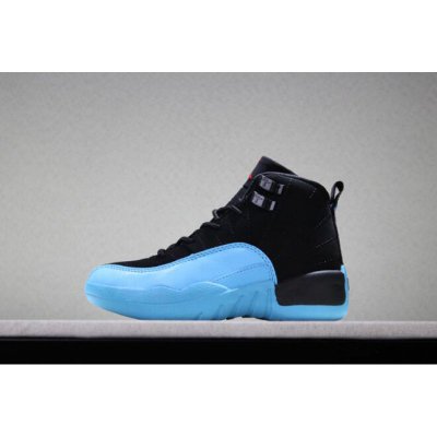 Kid's Air Jordan 12 "Gamma Blue" Black/Gamma Blue-Gym Red