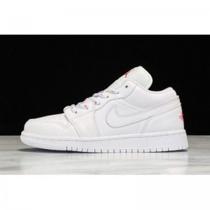 2020 Air Jordan 1 Low GS White/Pink-Blue 554723-102