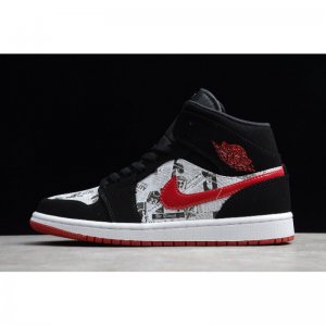 2020 Air Jordan 1 Mid SE "Air Times" Black/Gym Red-White 852542-