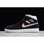 2020 Air Jordan 1 Mid Black Particle Grey Gym Red 554724-060