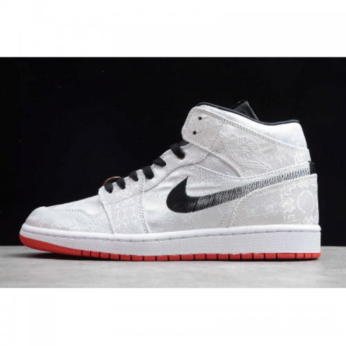 2019 CLOT x Air Jordan 1 Mid SE "Fearless" Grey/Black-Red CU2804