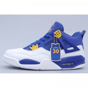 2020 Air Jordan 4 Curry Warriors White/Laser Orange-Racer Blue-B