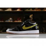 Men's and Women's Air Jordan 1 Low "Patent Leather" Black/Gold-W