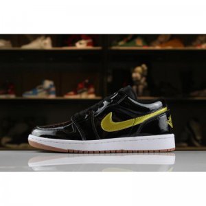 Men's and Women's Air Jordan 1 Low "Patent Leather" Black/Gold-W