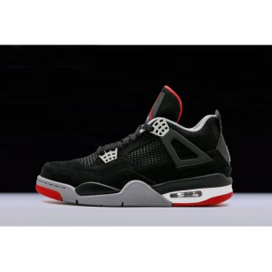 New Air Jordan 4 Retro "Bred" Black/Cement Grey-Fire Red 308497-