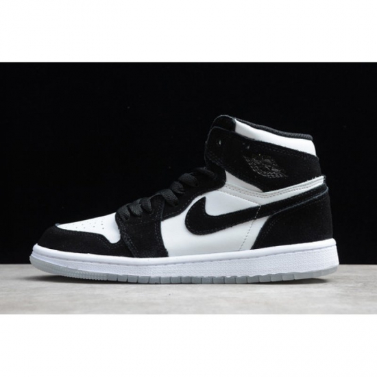 2019 Kid's Air Jordan 1 Mid SE "Panda" White/Black-Teal Tint BQ6 - Click Image to Close