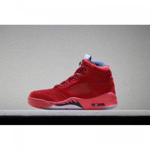 Kid's Air Jordan 5 Retro "Red Suede" University Red/Black Free S