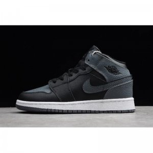 Air Jordan 1 Mid GS Black/Dark Grey-Summit White 554725-041