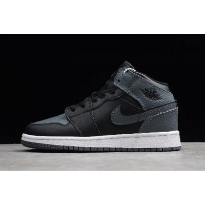 Air Jordan 1 Mid GS Black/Dark Grey-Summit White 554725-041