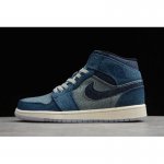 2020 Air Jordan 1 Mid White Transparent Blue/Dark Blue 852542-00