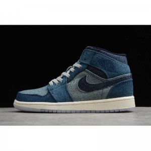 2020 Air Jordan 1 Mid White Transparent Blue/Dark Blue 852542-00