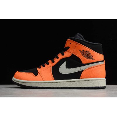 2020 Air Jordan 1 Mid Black Cone Light Bone Orange 554724-062