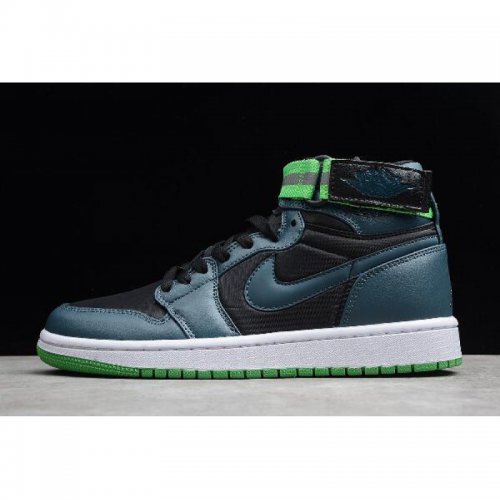 2019 Air Jordan 1 High Strap Black/Teal-White-Light Green Spark