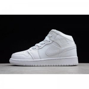 Women's Air Jordan 1 Mid GS White/Pure Platinum 554724-104