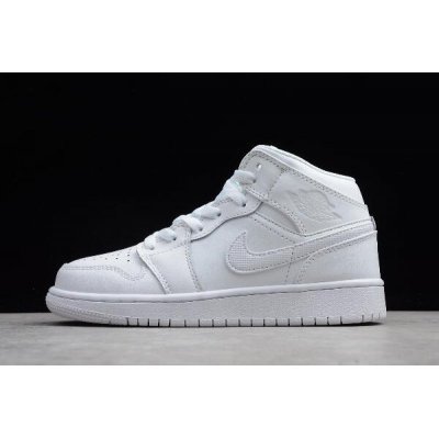 Women's Air Jordan 1 Mid GS White/Pure Platinum 554724-104