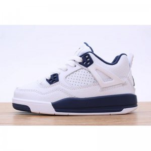 Kid's Air Jordan 4 White/Navy Blue For Sale