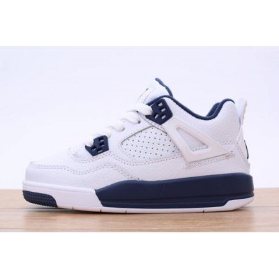 Kid's Air Jordan 4 White/Navy Blue For Sale