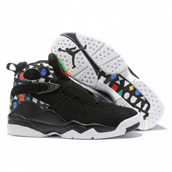 2019 Air Jordan 8 "Quai 54" Black/White-Multi-Color CJ9218-001 - Click Image to Close