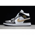 2019 Air Jordan 1 Mid Patent "Black Gold" 852542-007