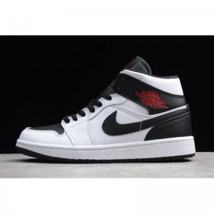 2019 Air Jordan 1 Mid "Reverse Black Toe" White/Black-Gym Red BQ