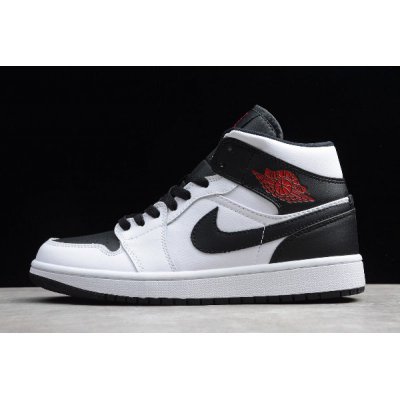 2019 Air Jordan 1 Mid "Reverse Black Toe" White/Black-Gym Red BQ