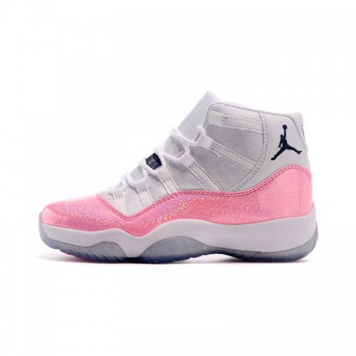 New Air Jordan 11 GS White Pink Black Basketball Shoes