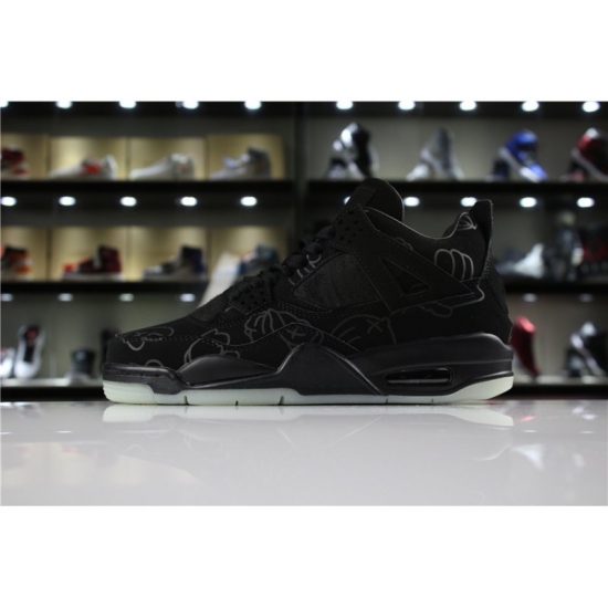 Mens KAWS x Air Jordan 4 "Cool Black" glow-in-the-dark outsole - Click Image to Close