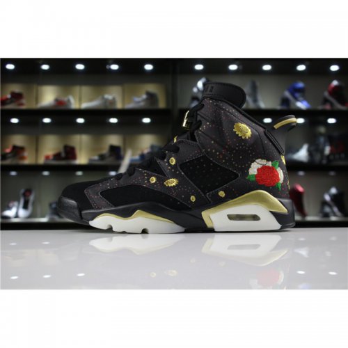 Mens Air Jordan 6 "CNY" Black/Multi-Color/Summit White-Metallic