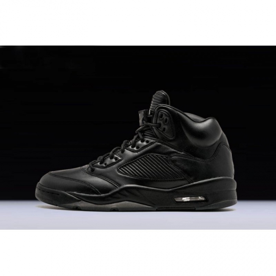 New Air Jordan 5 Premium "Flight Jacket" Black/Black/Black 88143 - Click Image to Close