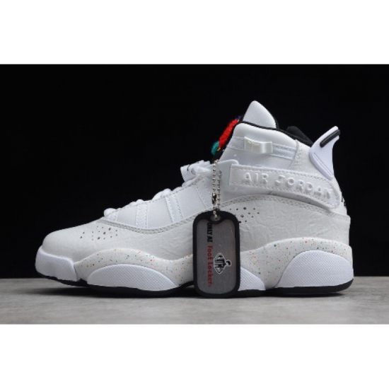 2019 Wmns Air Jordan 6 Rings "Paint Splatter" White/Black-Grey F - Click Image to Close