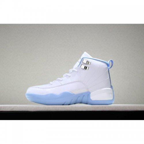 Kid's Air Jordan 12 "Melo" White/Metallic Gold-University Blue