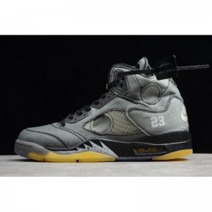 2020 Off-White x Air Jordan 5 Black/Muslin-Fire Red CT8480-001