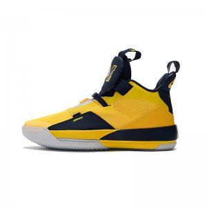 Air Jordan 33 Michigan PE Yellow/Navy Blue For Sale
