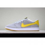 New Air Jordan 1 Low Flyknit Wolf Grey/Yellow-Gum Men's Basketba