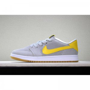 New Air Jordan 1 Low Flyknit Wolf Grey/Yellow-Gum Men's Basketba