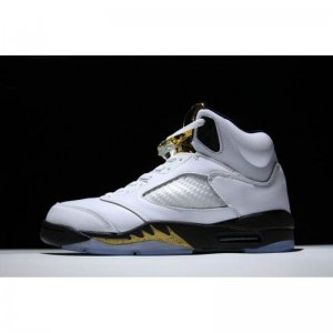 New Air Jordan 5 Retro "Olympic" White/Black-Metallic Gold Coin