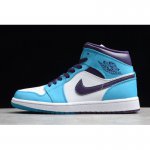 2020 Air Jordan 1 Mid "Hornets" Blue Lagoon/Grand Purple-White 5