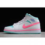 2020 Air Jordan 1 Mid GS White/Digital Pink-Aurora Green-Soar 55