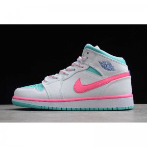 2020 Air Jordan 1 Mid GS White/Digital Pink-Aurora Green-Soar 55